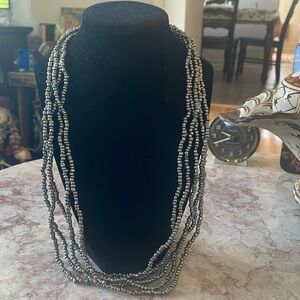 EUC~Woman’s Silver Colored Multi Strand (5) Beaded Necklace